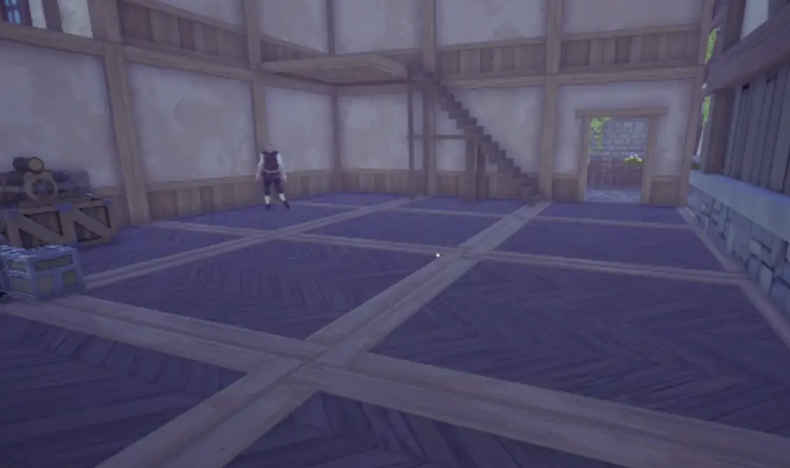 Staircase connecting the first and second floors in Alchemy Factory