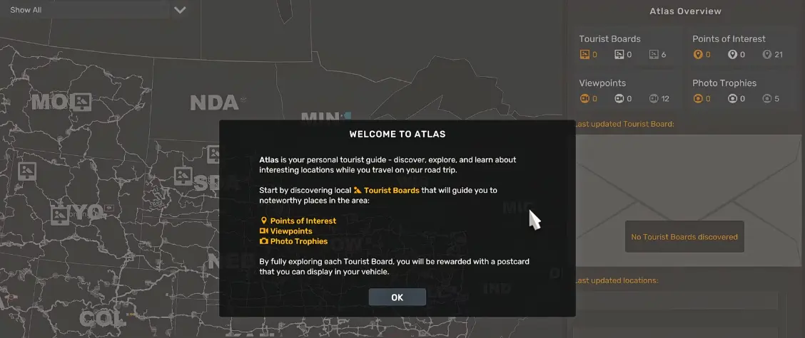ATS Road Trip Atlas Guide: Tourist Boards, POIs & Postcards