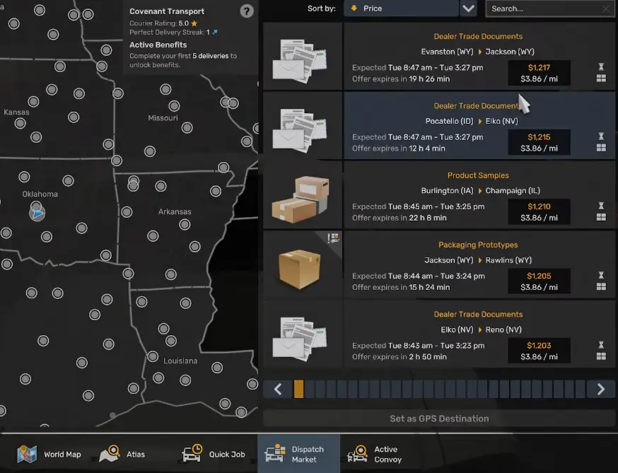 Dispatch Market unlock in American Truck Simulator Road Trip