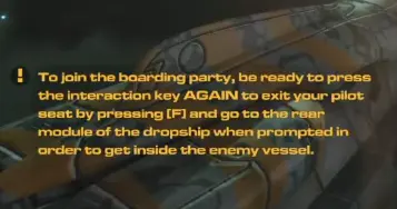 Angels Fall First prompt to leave the pilot seat and enter the rear module