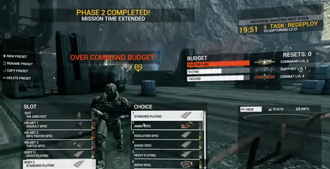 Angels Fall First Heavy Plating selection pushing an infantry build over budget