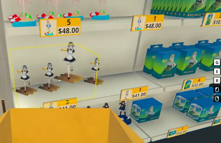 Fast-selling products on Anime Shop Simulator shelves