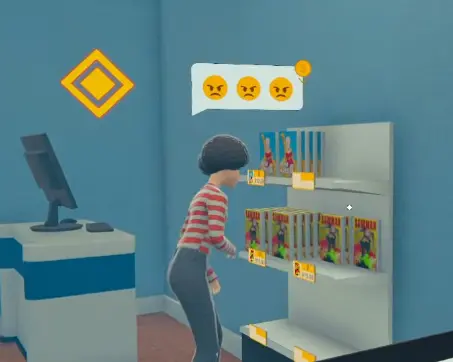 Customer reacting negatively to a product price in Anime Shop Simulator