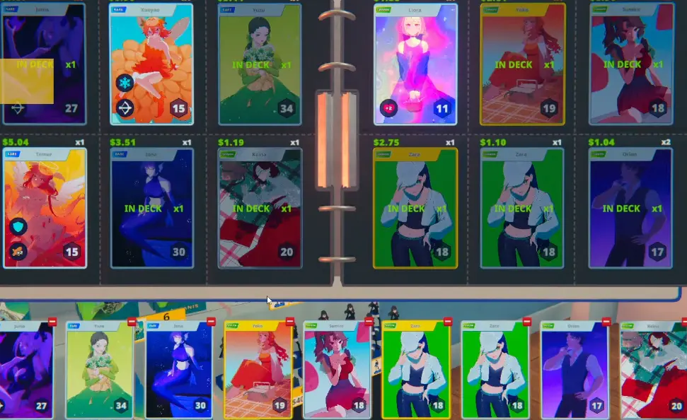 Anime Shop Simulator deck builder sorted by card Power
