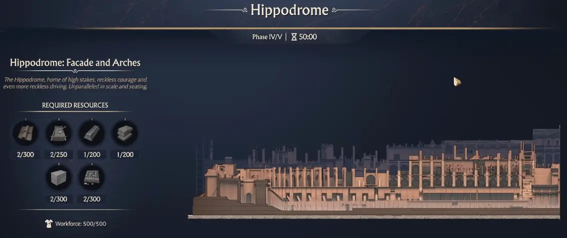 Phase IV Hippodrome construction requirements