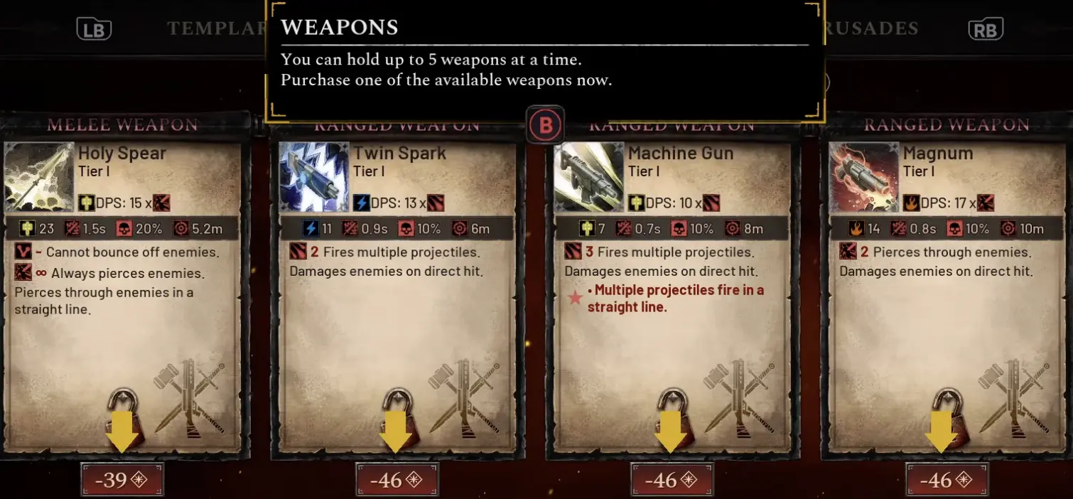 Five weapon limit in Arms of God