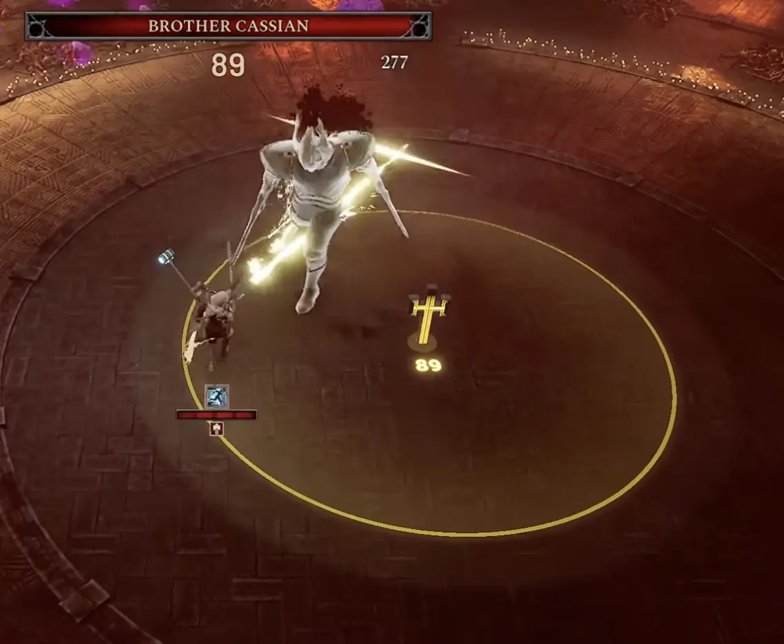 Mini-boss danger during a run in Arms of God