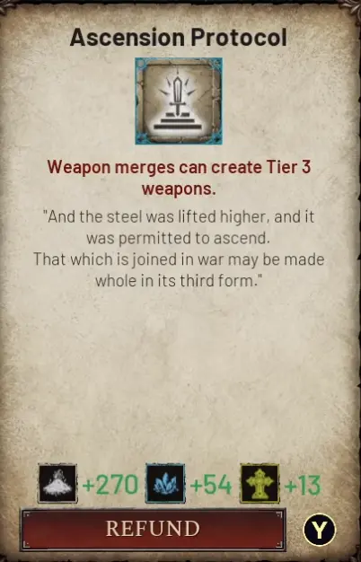 Ascension Protocol Tier 3 weapon merge unlock in Arms of God