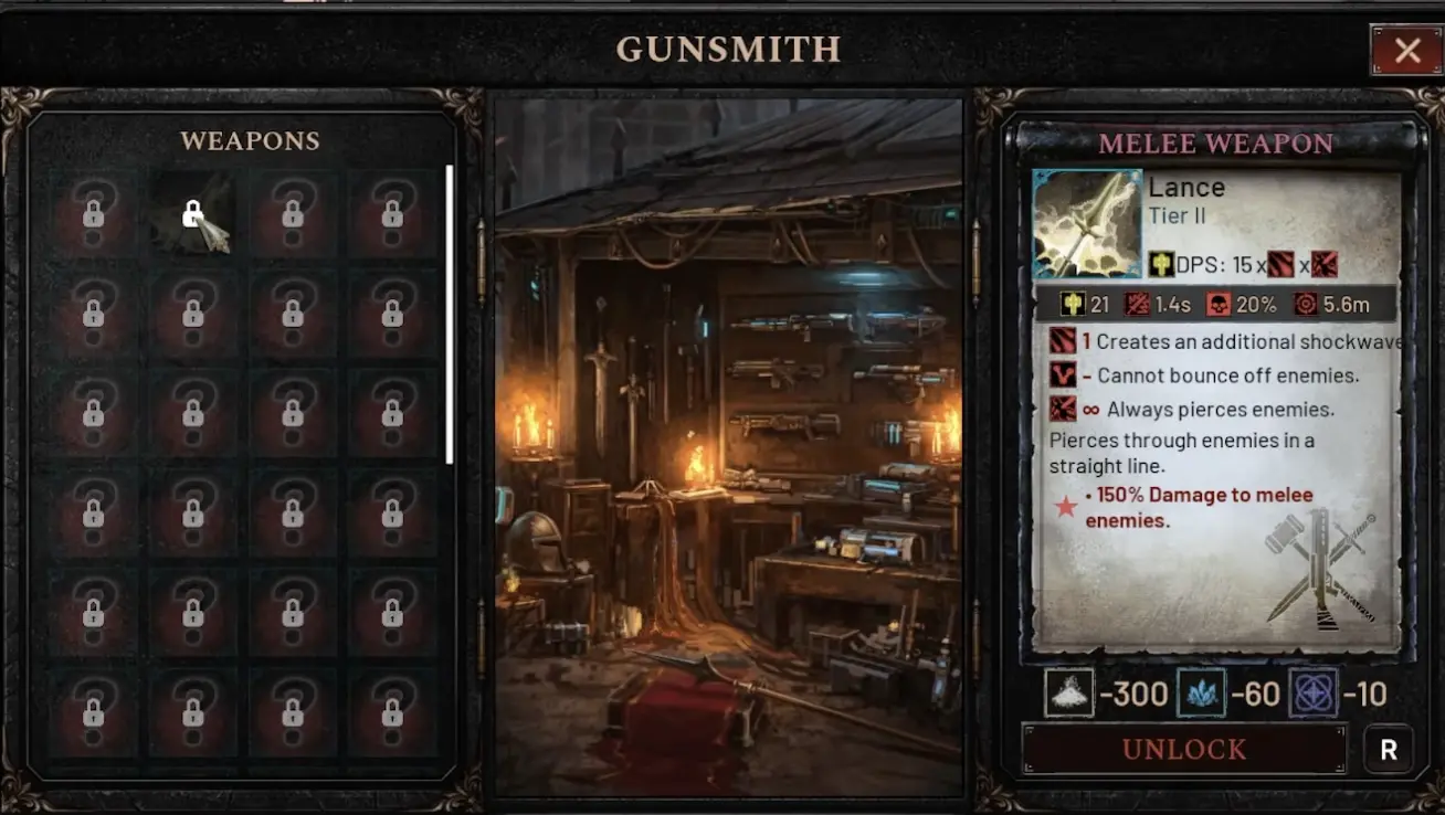Gunsmith weapon unlocks in Arms of God