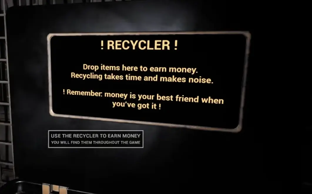 Backrooms Lost Runners recycler explaining dropped items earn money and make noise