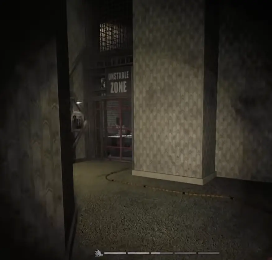 Backrooms Lost Runners unstable zone sign during the Level 0 route