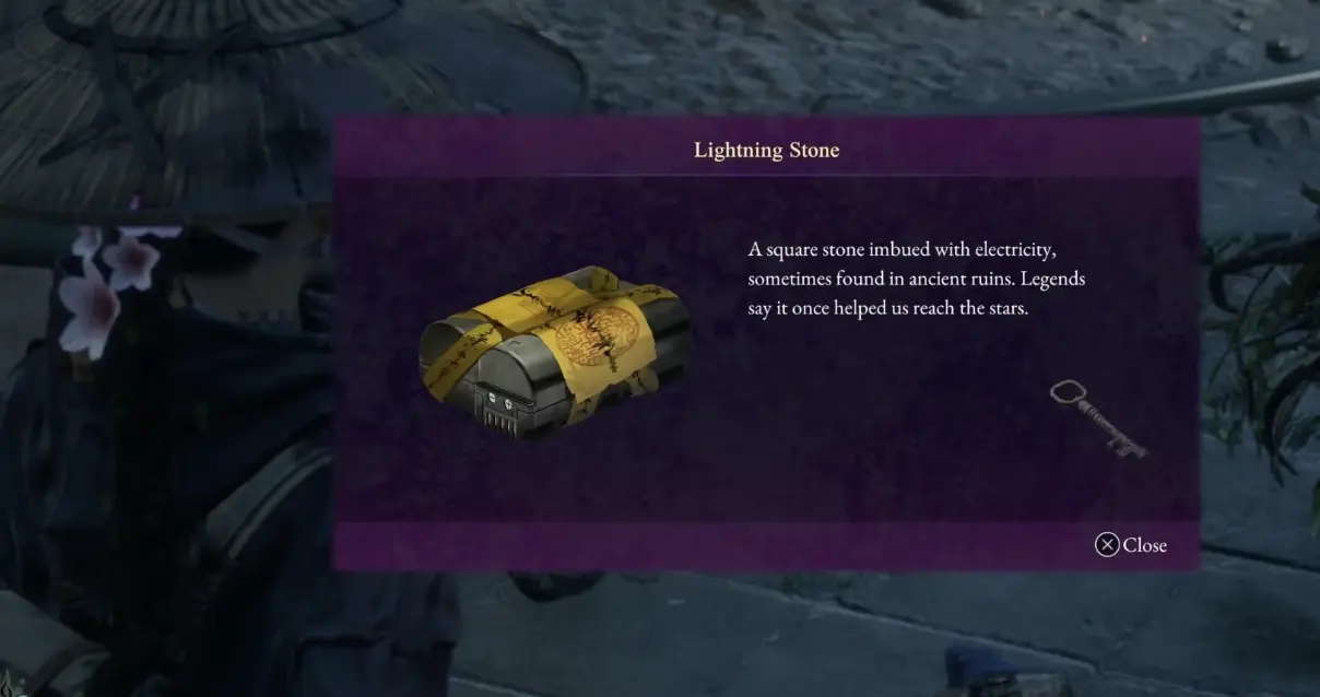 Usable Lightning Stone obtained after following Koo from the reservoir control panel