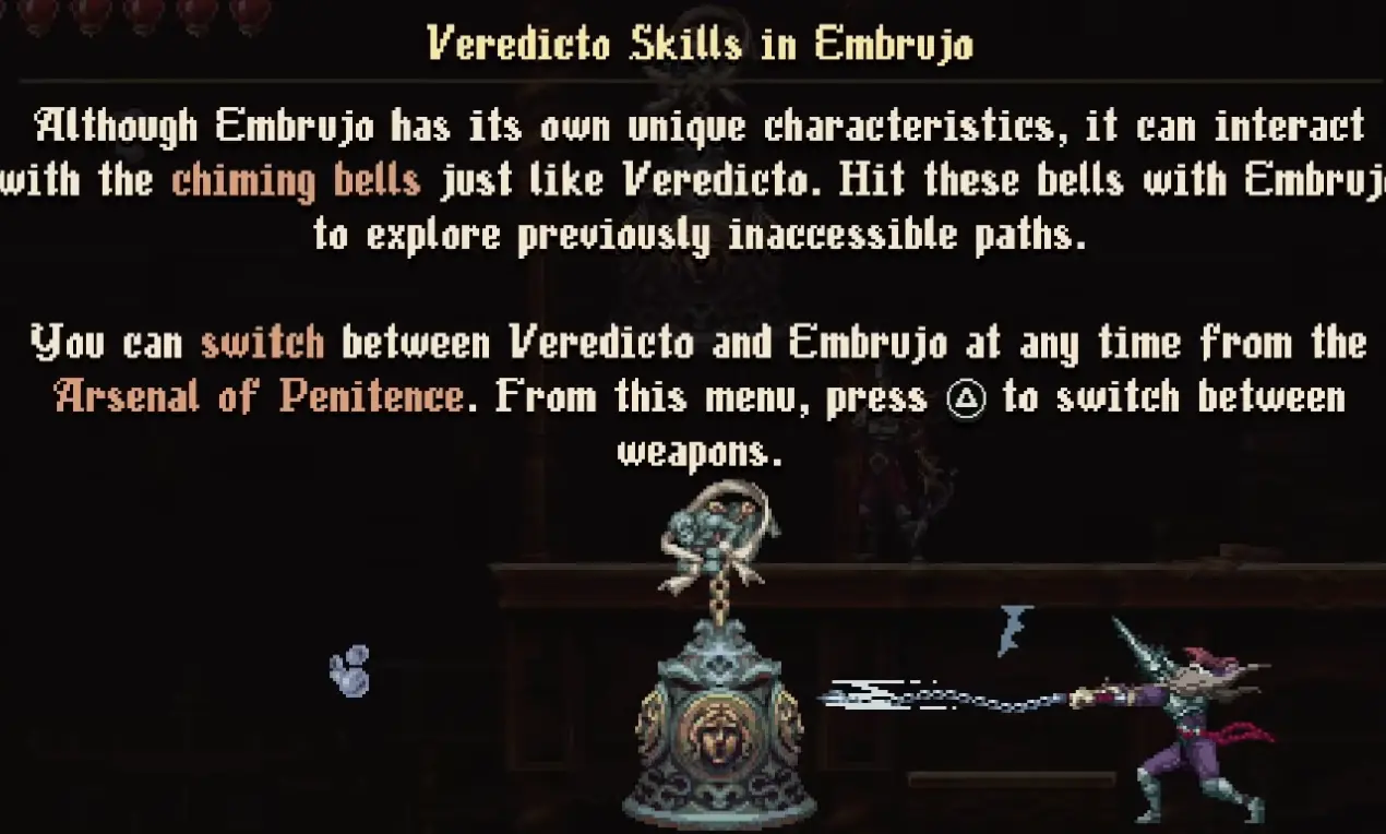 Embrujo bell interaction in Blasphemous 2 The Third Sin