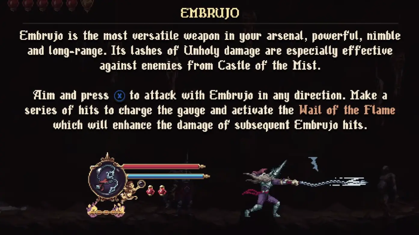 Embrujo weapon description in Blasphemous 2 The Third Sin