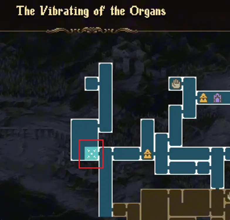 Mark of the Embrujo 6 map location in The Vibrating of the Organs in Blasphemous 2 The Third Sin