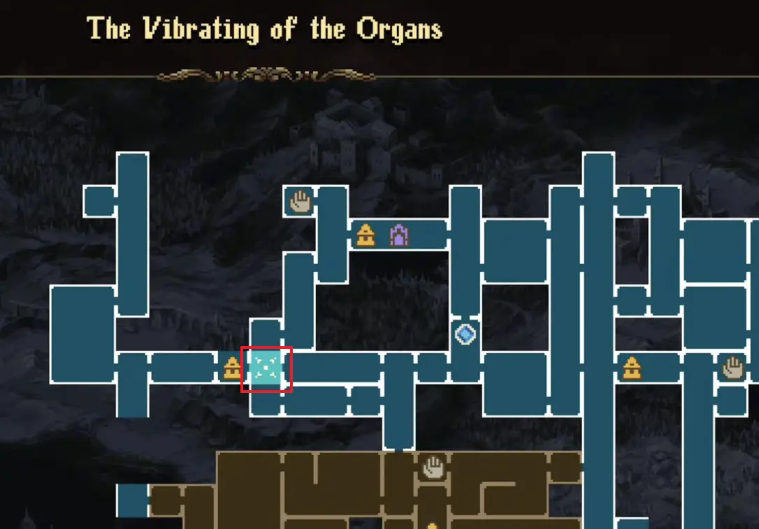 Mark of the Embrujo 7 map location in The Vibrating of the Organs in Blasphemous 2 The Third Sin