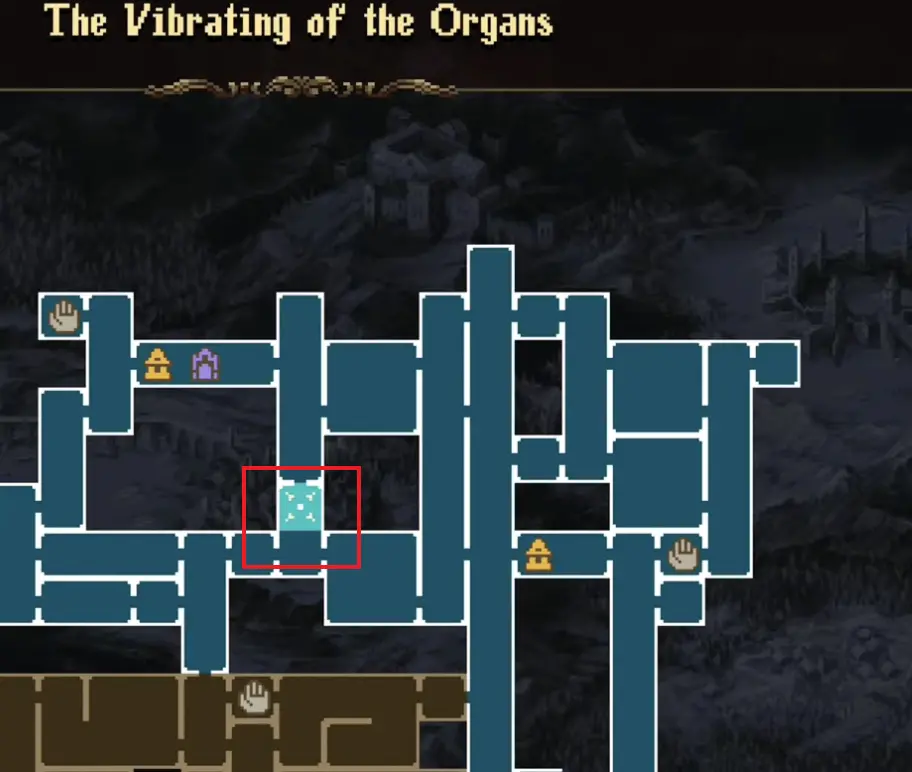 Mark of the Embrujo 8 map location in The Vibrating of the Organs in Blasphemous 2 The Third Sin