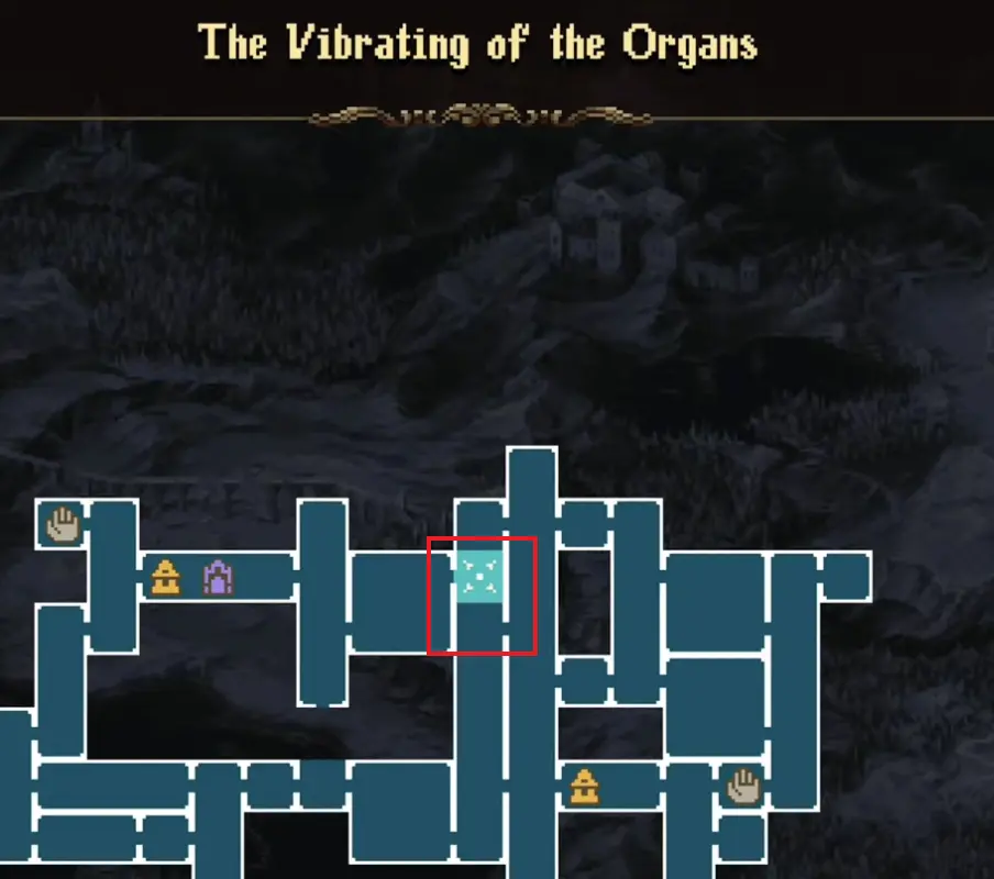 Mark of the Embrujo 9 map location in The Vibrating of the Organs in Blasphemous 2 The Third Sin