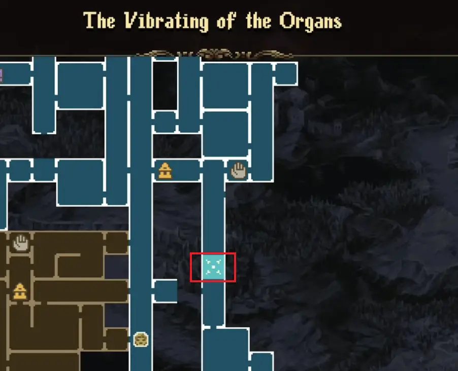 Mark of the Embrujo 12 map location in The Vibrating of the Organs in Blasphemous 2 The Third Sin
