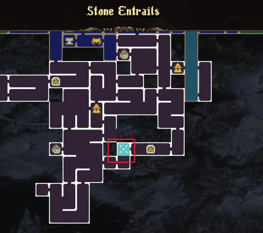 Mark of the Embrujo 15 map location in Stone Entrails in Blasphemous 2 The Third Sin