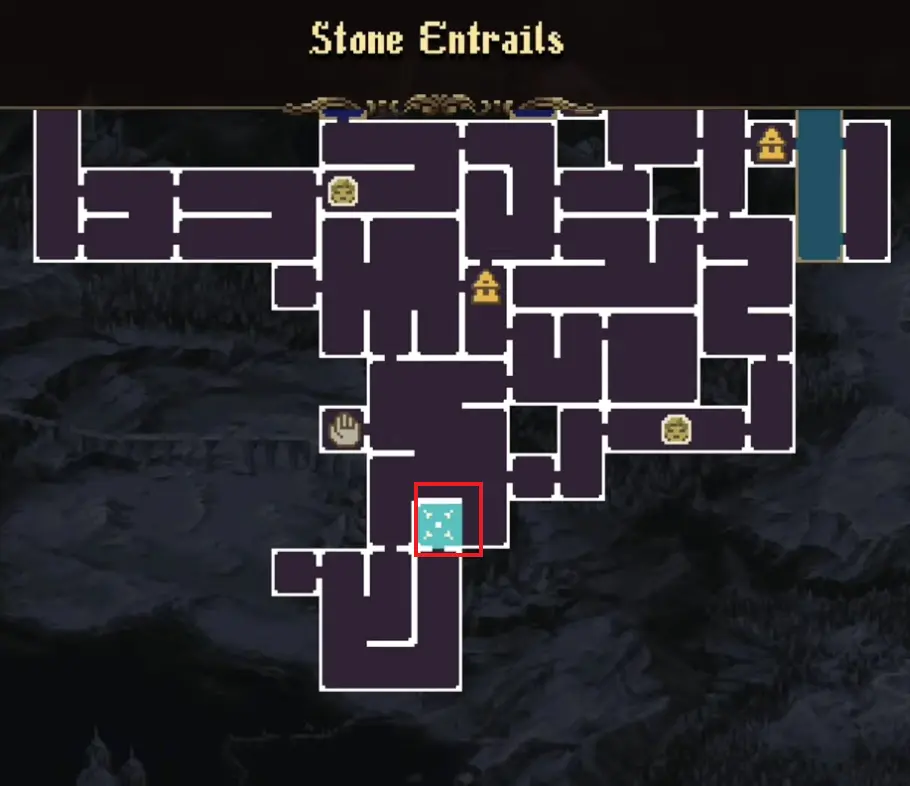 Mark of the Embrujo 17 map location in Stone Entrails in Blasphemous 2 The Third Sin
