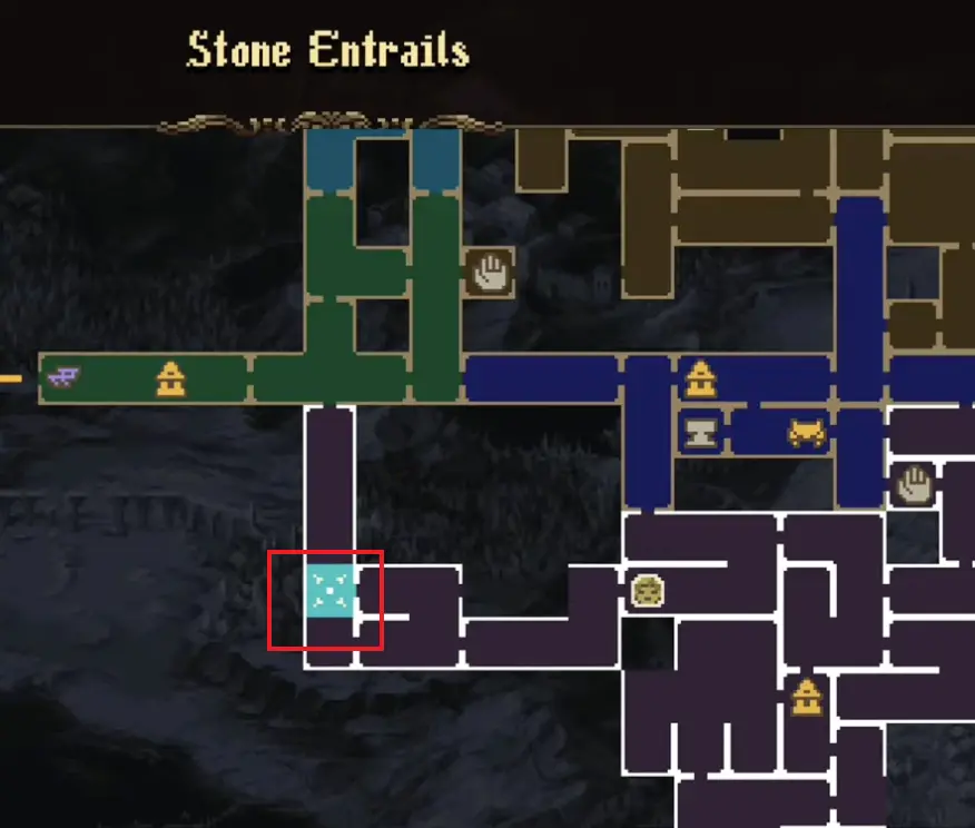 Mark of the Embrujo 18 map location in Stone Entrails in Blasphemous 2 The Third Sin