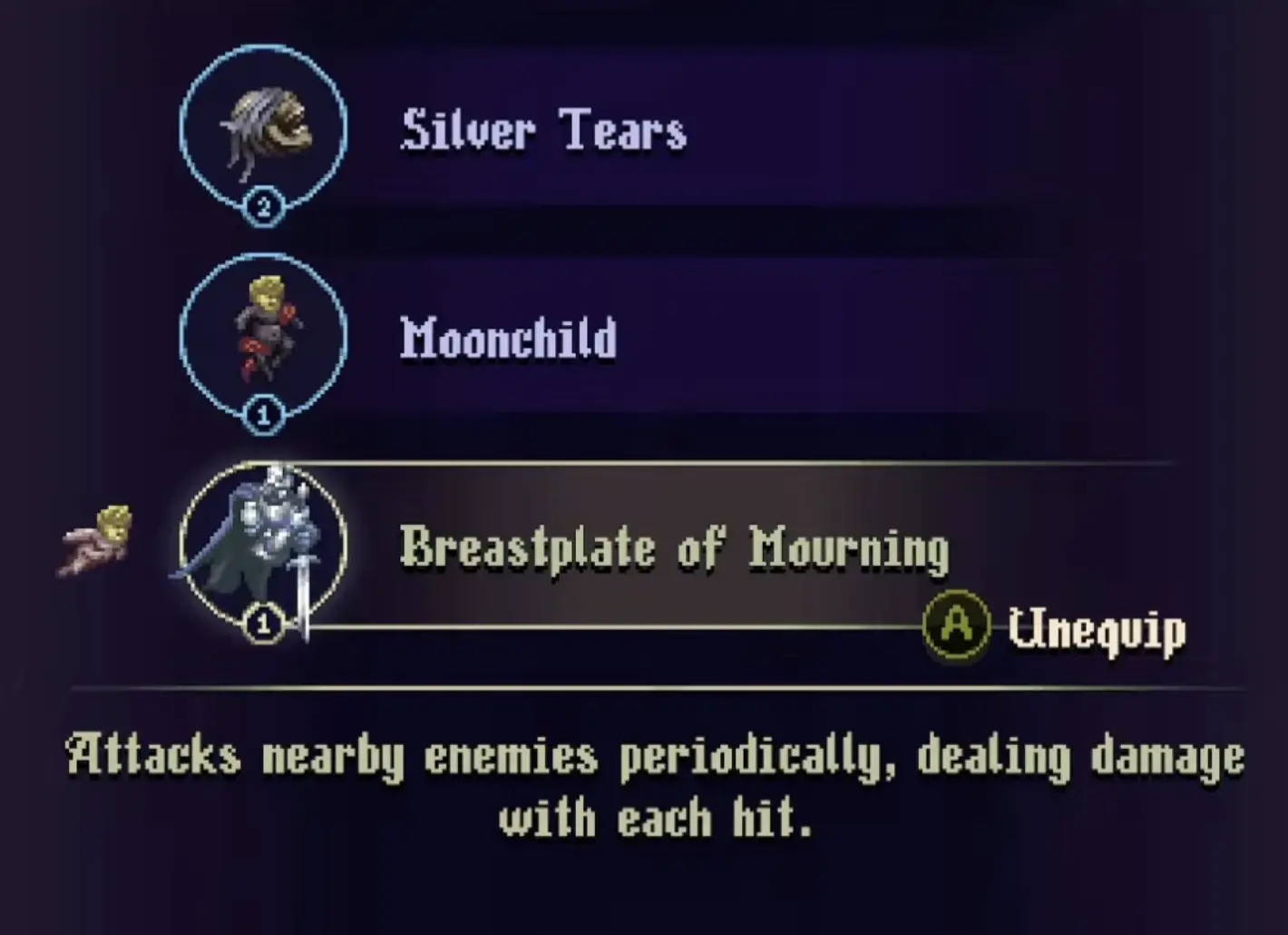 Silver Tears, Moonchild, and Breastplate of Mourning servants in Blasphemous 2 The Third Sin