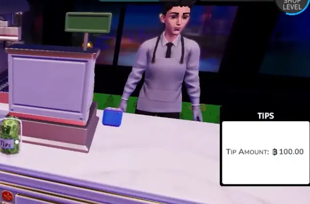 Collecting Cafe tips in Bookshop Simulator