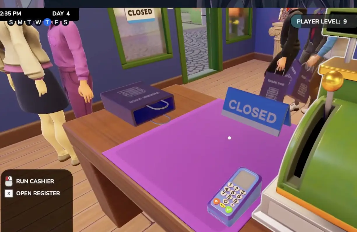 Customers blocked at a closed Checkout Counter in Bookshop Simulator multiplayer