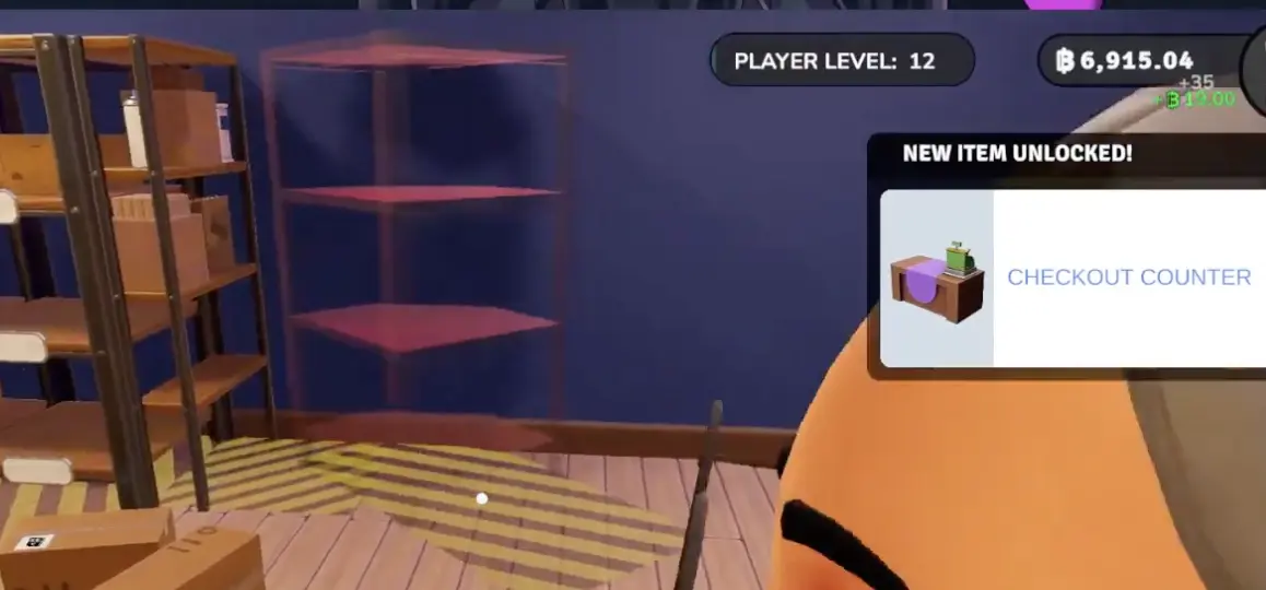 Checkout Counter unlocked at Player Level 12 in a two-player Bookshop Simulator save