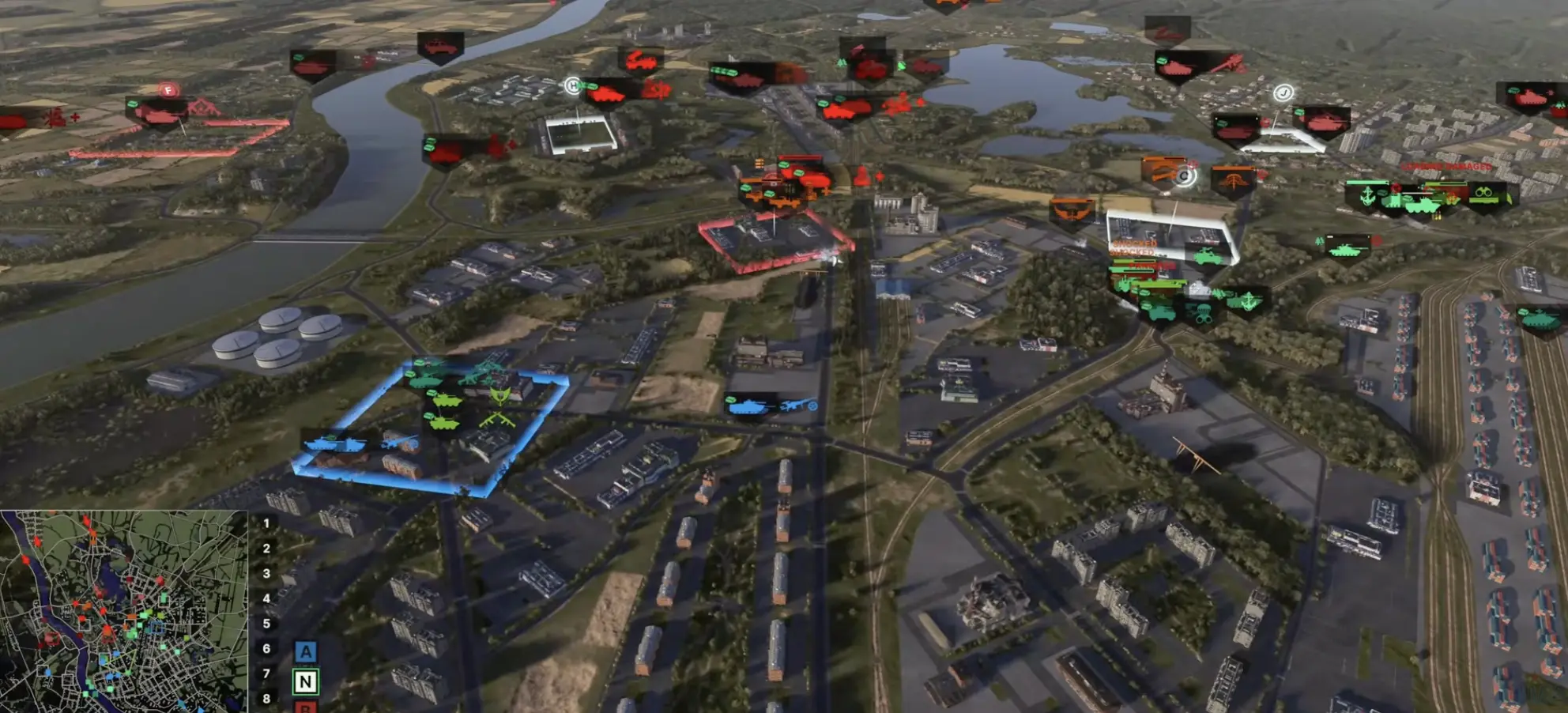 Bravo high ground and central positions on the Daugavpils multiplayer map