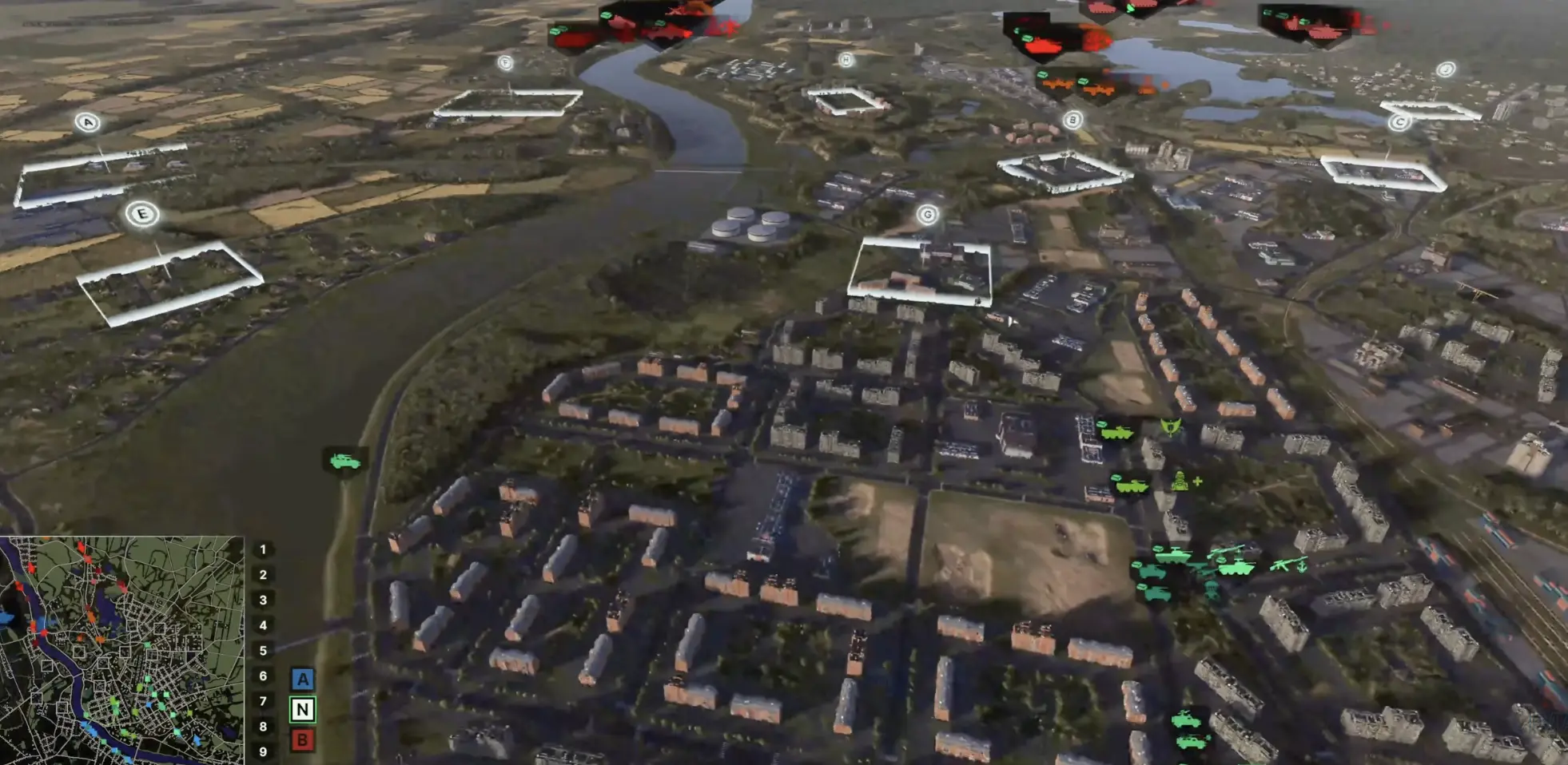 Bridge and surrounding crossfire positions on the Daugavpils multiplayer map