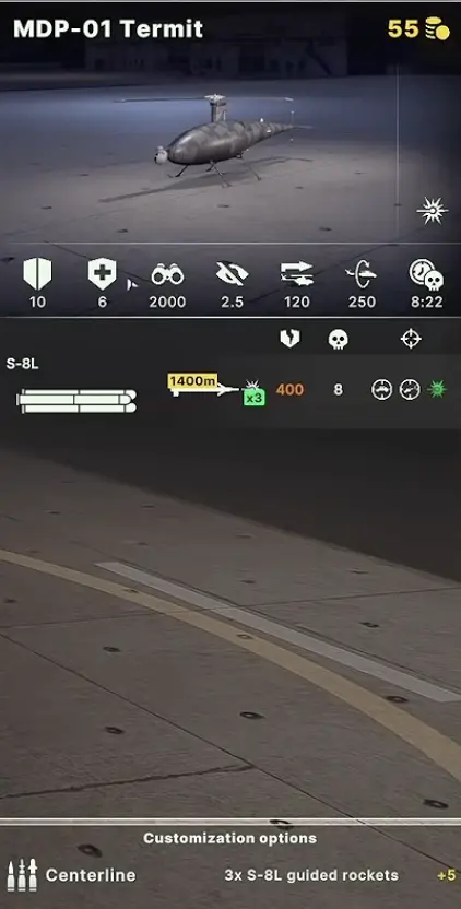 MDP-01 Termit S-8L loadout and statistics in Broken Arrow