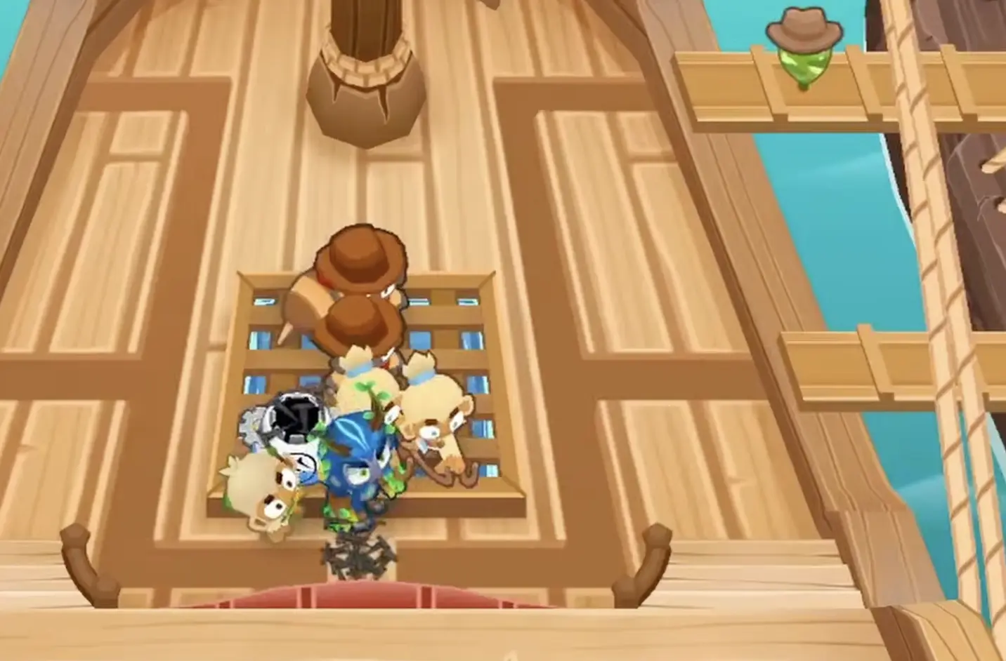 Ship Capture CHIMPS opening tower placement around the central grate with two Desperados, Skywardens, Obyn, Druid, and Spike Factory