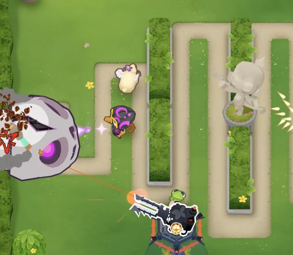 S.P.I.D.E.R. Monkey using Single Out with a targeting beam locked onto a BAD Bloon