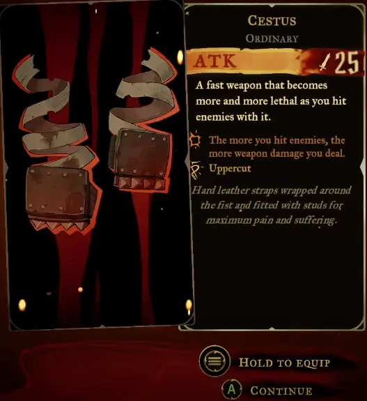 Hidden upper passage in Sewer Reservoir reached with the Arcane Whip to obtain the Cestus