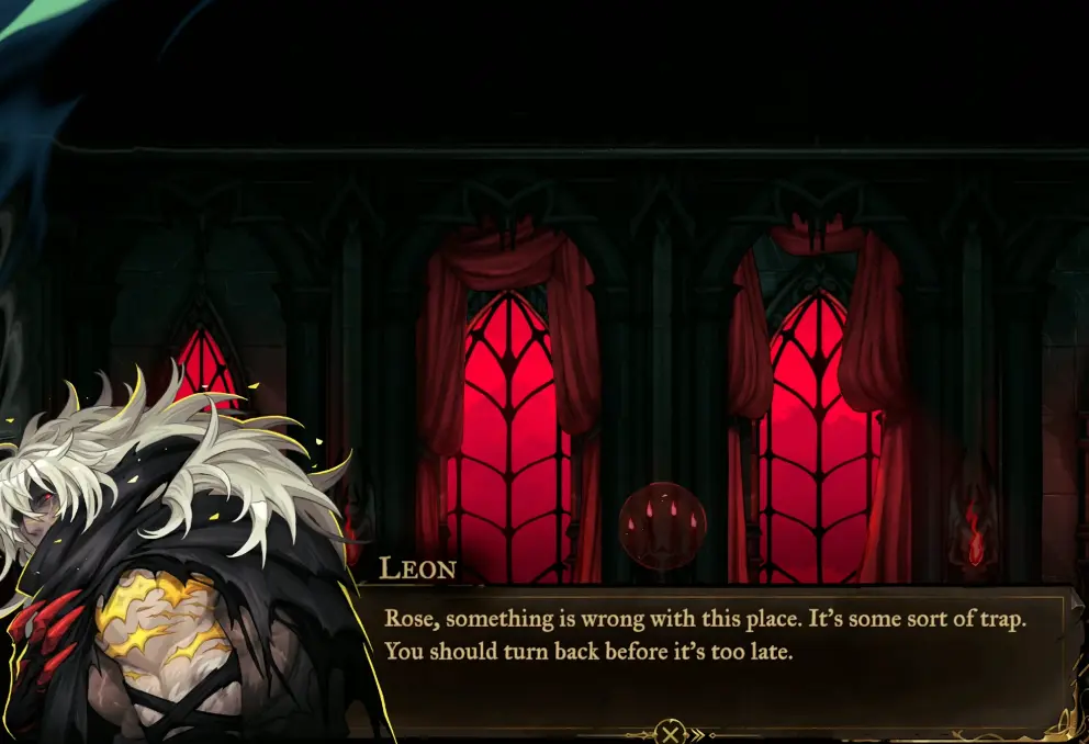 Leon warning Rose that the Clock Tower contains a trap and that she should turn back