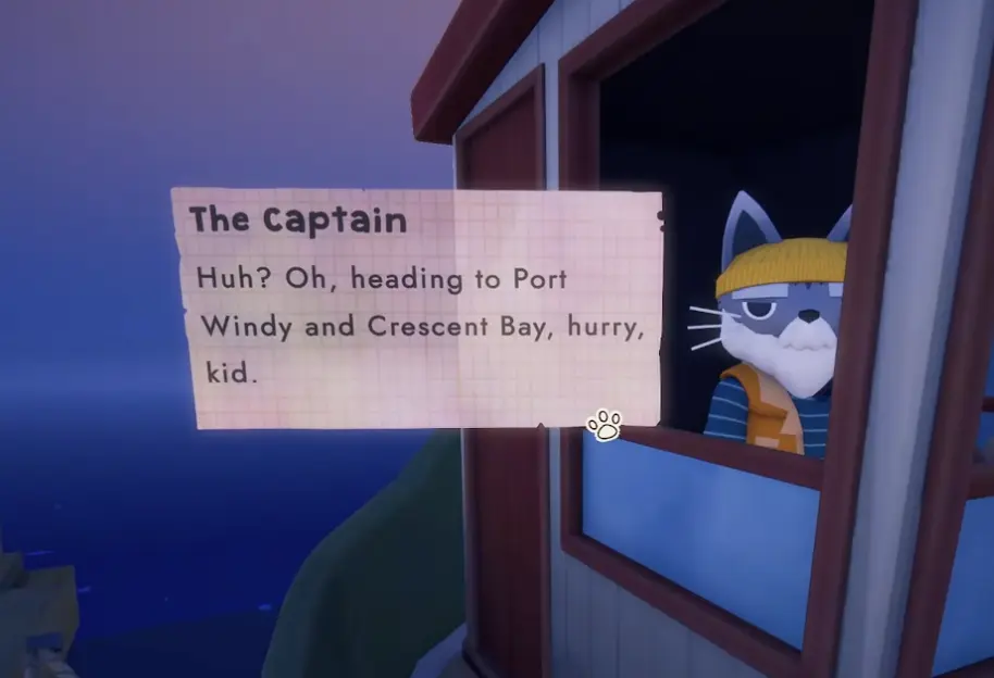 Cat Mail Co captain heading to Port Windy and Crescent Bay