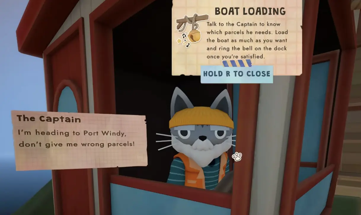 Cat Mail Co first captain route check for Port Windy parcels