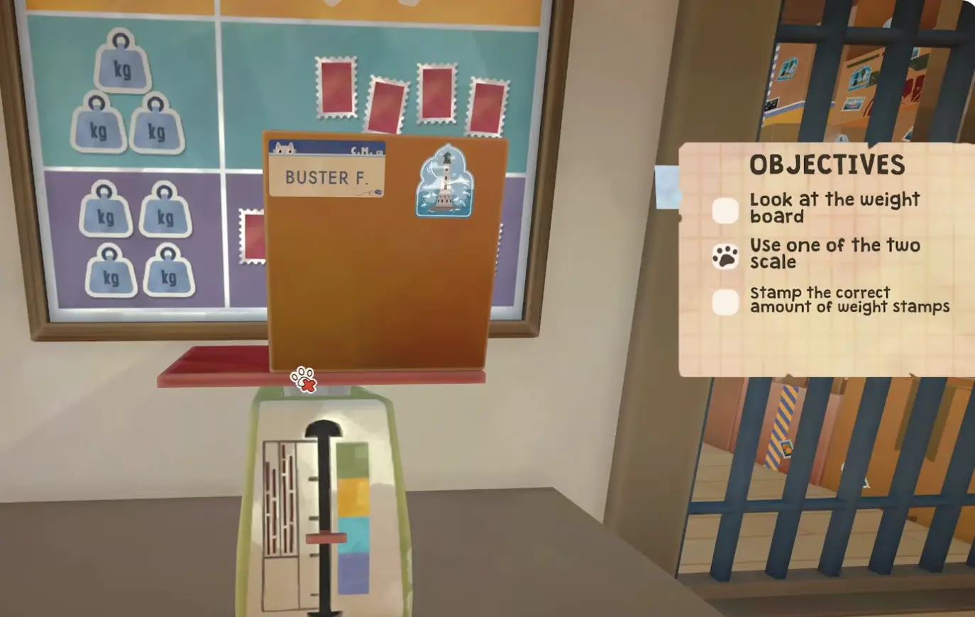 Cat Mail Co weight board and stamp count example