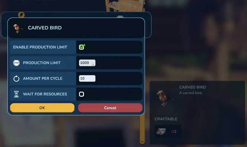 Bober Carved Bird production increased to 1000 for the Cannon in Chop Chop Inc