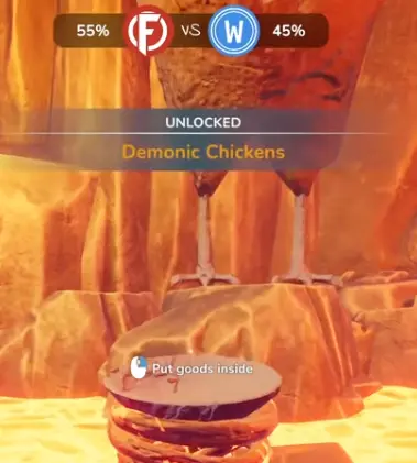 Two Cooked Chicken and a Golden Egg used to unlock Demonic Chickens in Chop Chop Inc