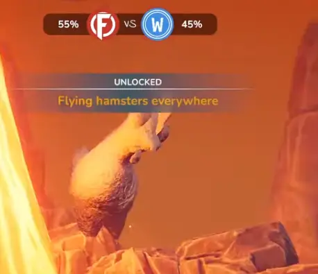 A Hamster and Balloon sacrifice creating Flying Hamsters in Chop Chop Inc