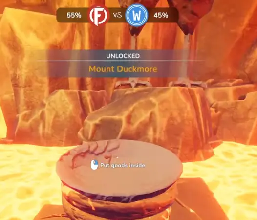 A Raw Duck sacrifice creating Mount Duckmore in Chop Chop Inc