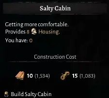 Corsair Cove Salty Cabin panel showing capacity for eight pirates