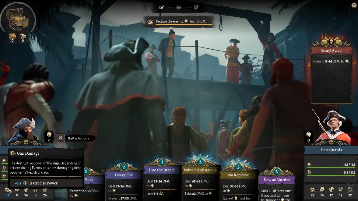 Corsair Cove Steel Edge combat actions strengthened by Teach's Gun Damage bonus
