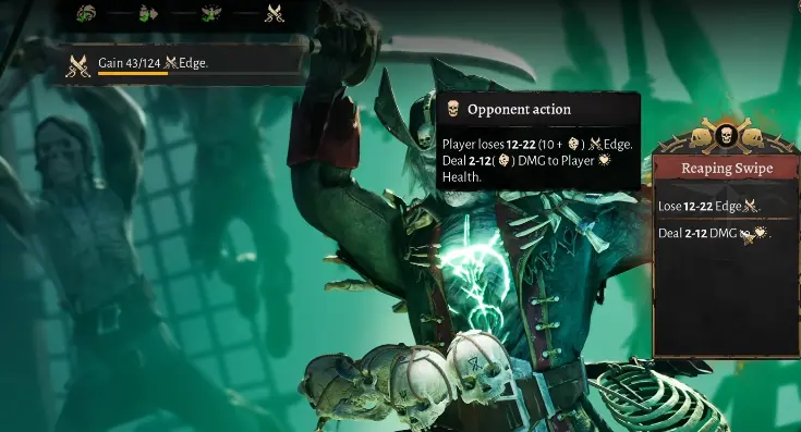 Corsair Cove Tier 3 event showing incoming damage of 2 to 12 against prevention of 2 to 8