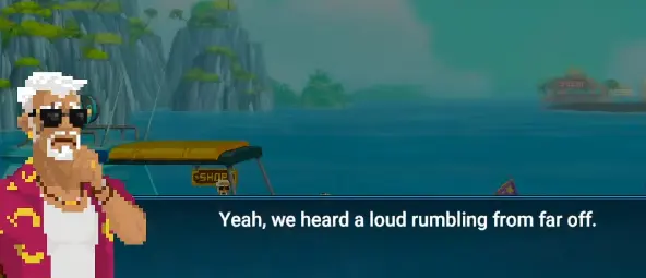 Dave the Diver In the Jungle opening trigger with Cobra mentioning a loud rumbling