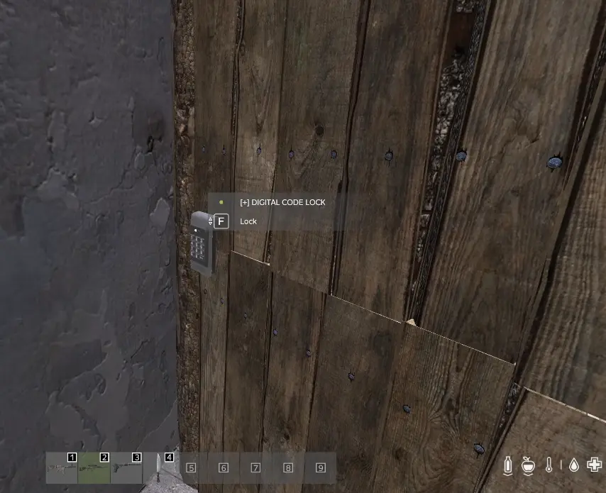 DayZ Badlands wooden base entrance with a Digital Code Lock attached