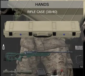 Rifle Case inventory showing a rifle and equipment in DayZ Badlands